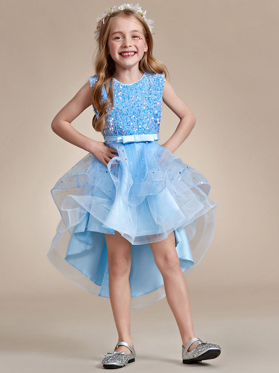 Sparkling Polka Dot High-Low Flower Girl Dresses #Color_Sky Blue