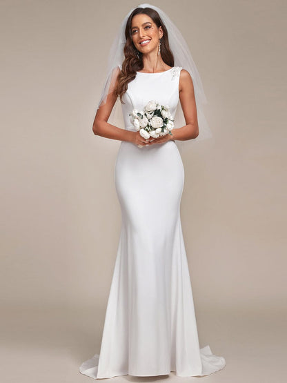 Bodycon Sleeveless High Neck Low Back Fishtail Wedding Dress