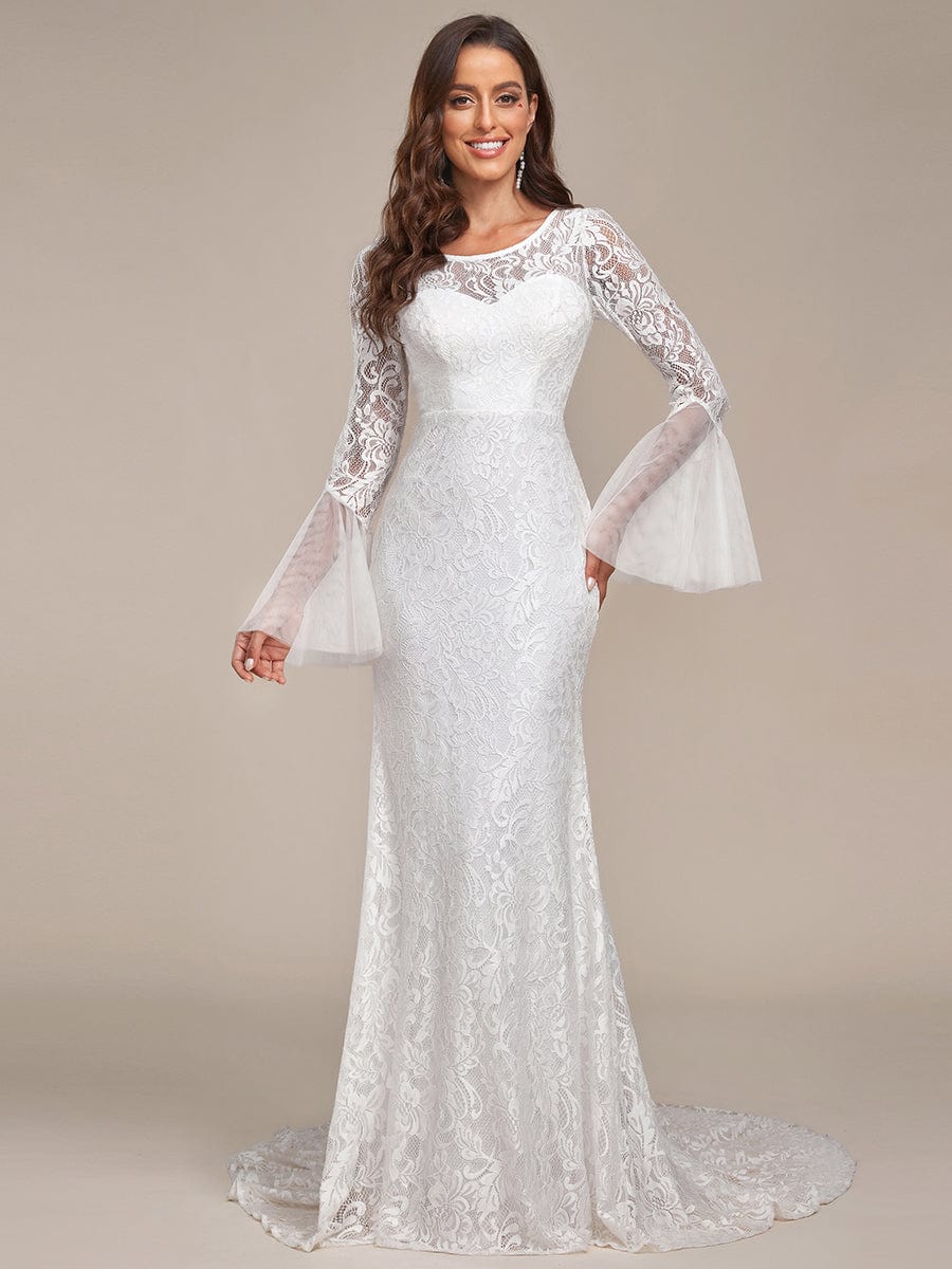 Custom Size Sweetheart Long Sleeve Lace Mermaid Wedding Dress