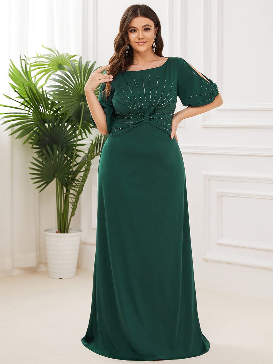 Simple Plus Size Bodycon Maxi Mermaid Formal Evening Dress #color_Dark Green