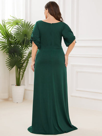 Simple Plus Size Bodycon Maxi Mermaid Formal Evening Dress #color_Dark Green