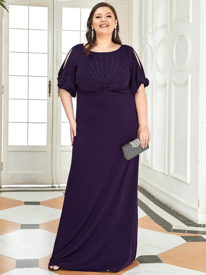 Simple Plus Size Bodycon Maxi Mermaid Formal Evening Dress #color_Dark Purple 