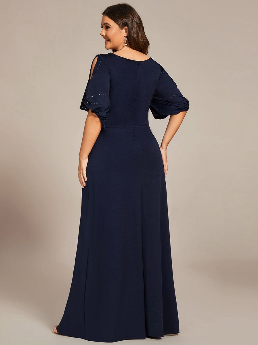 Custom Size Simple Bodycon Maxi Mermaid Formal Evening Dress #color_Navy Blue