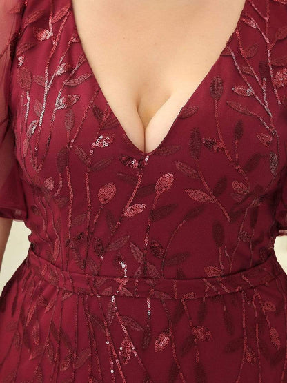 Plus Size Long Mermaid Formal Dresses for Weddings #color_Burgundy