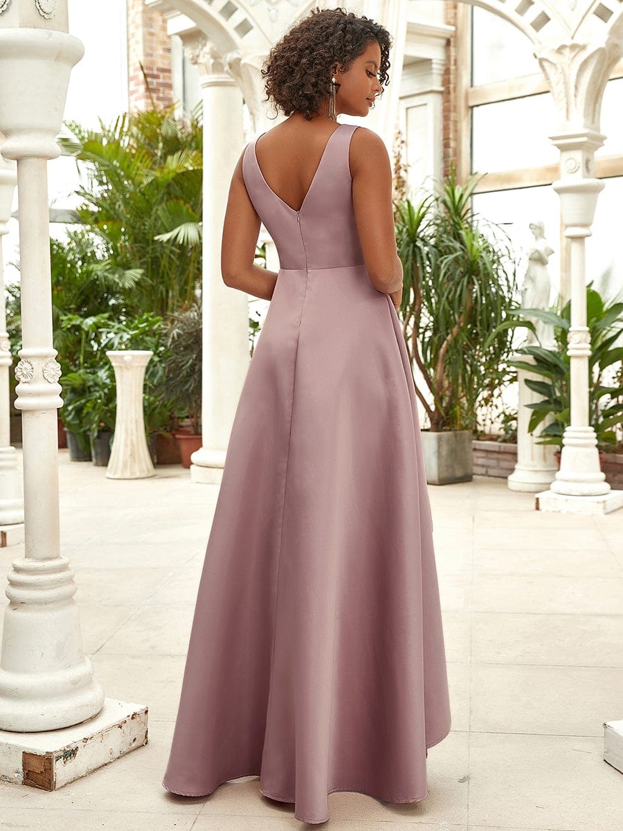 Women's V-Neck High Low Cocktail Party Dresses #color_Purple Orchid 