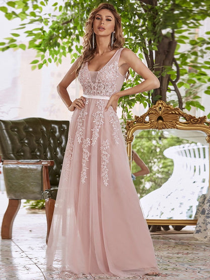 Maxi Long Elegant Ethereal Tulle Prom Dress #color_Pink 