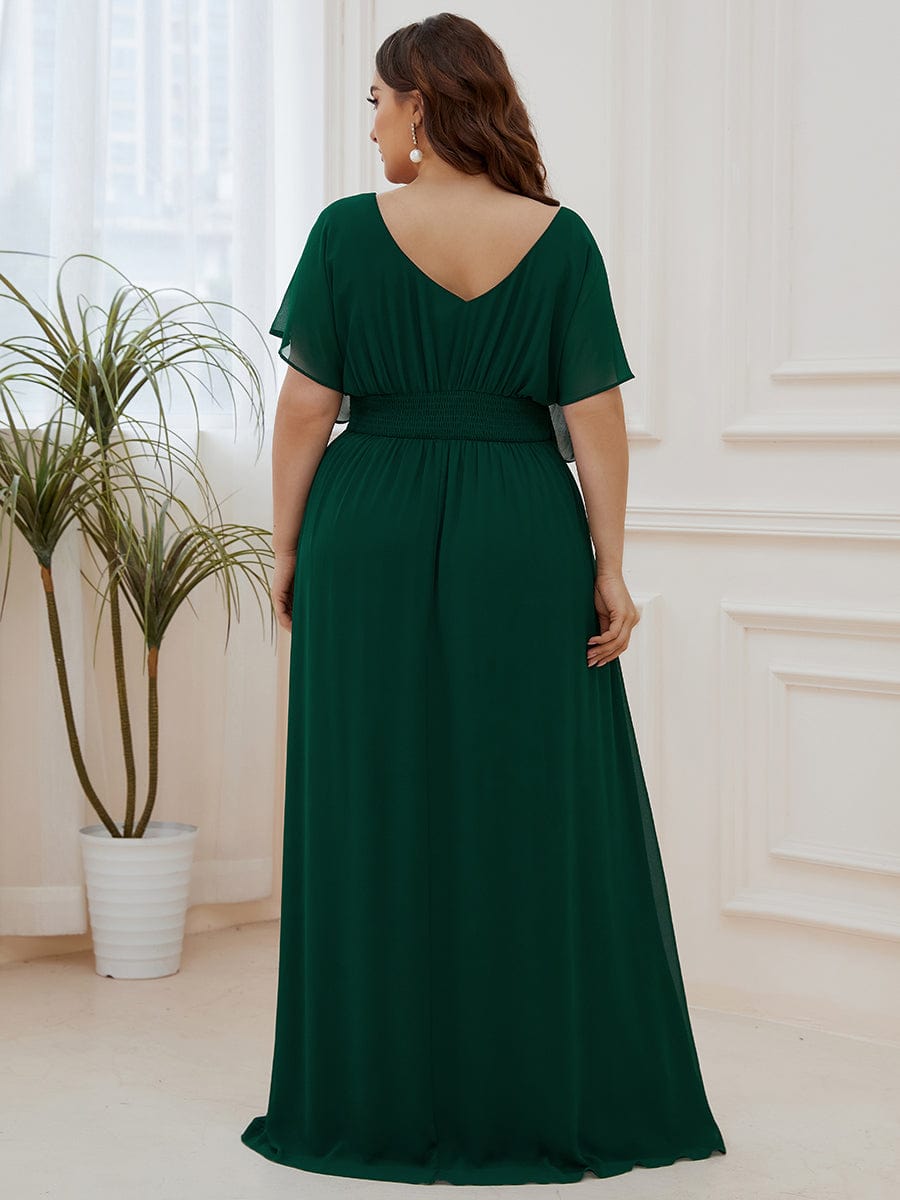 Custom Size Empire Waist Chiffon Formal Maxi Evening Dress #color_Dark Green 