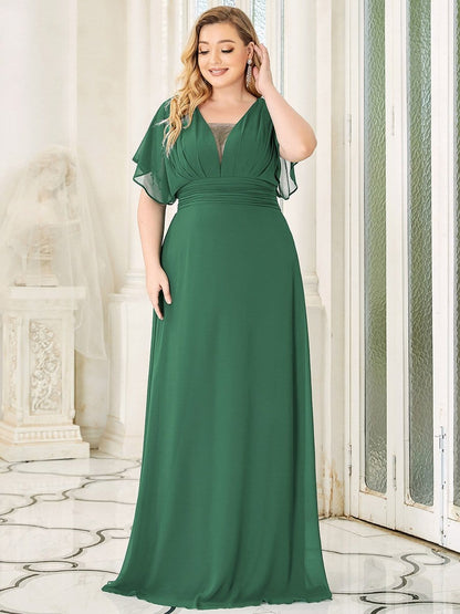 Custom Size Empire Waist Chiffon Formal Maxi Evening Dress #color_Green Bean 