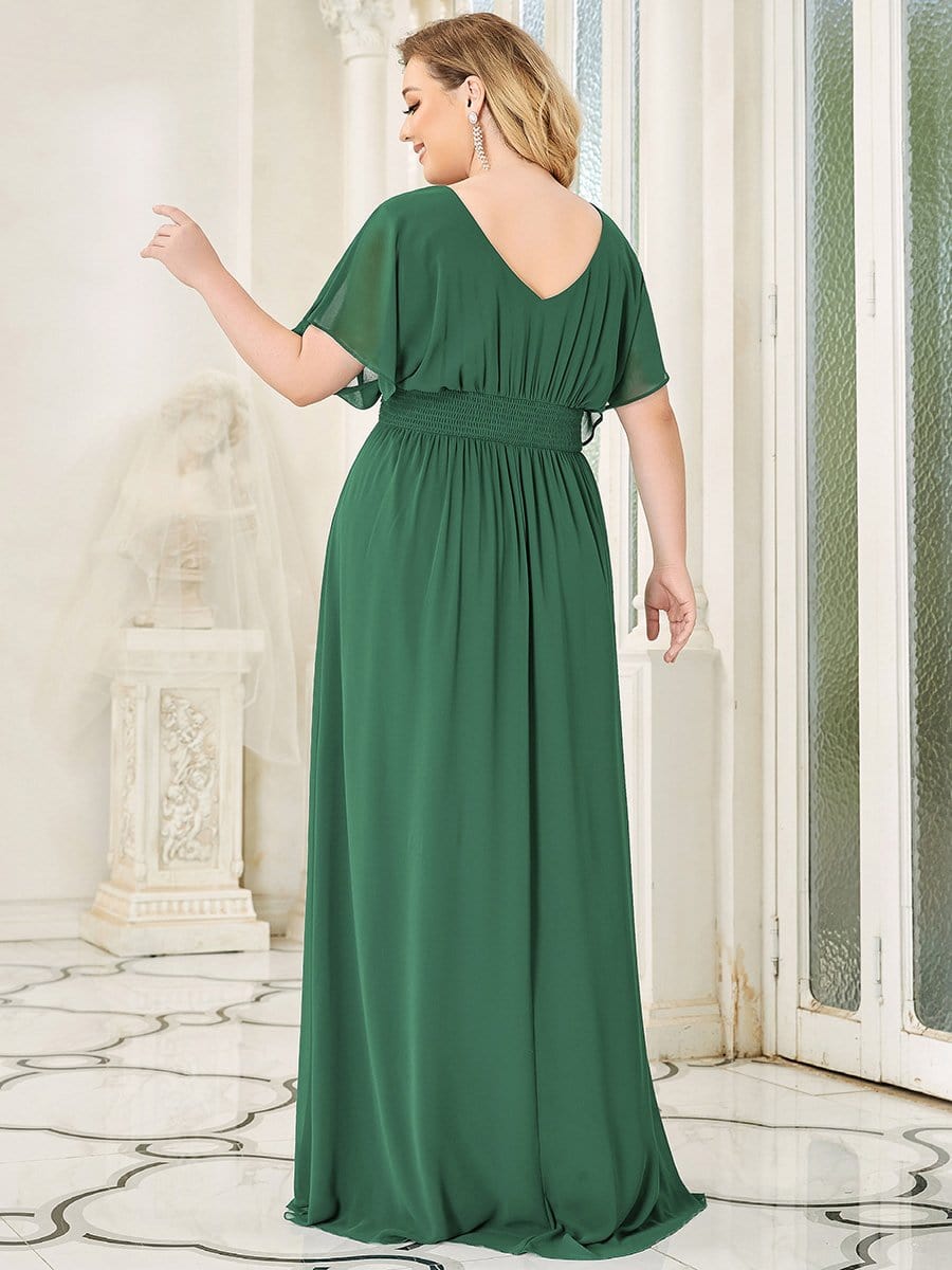 Custom Size Empire Waist Chiffon Formal Maxi Evening Dress #color_Green Bean 