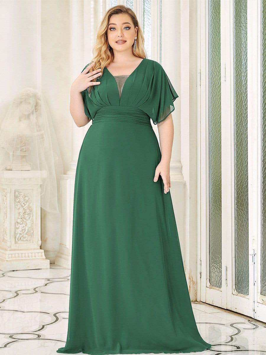 Custom Size Empire Waist Chiffon Formal Maxi Evening Dress #color_Green Bean 