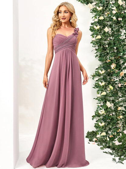 Chiffon One Shoulder Maxi Long Bridesmaid Dresses for Women #color_Purple Orchid